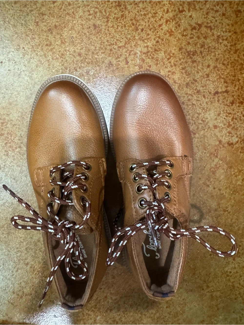 Florsheim Kids Tan Brown Leather Lace-Up Dress Shoes